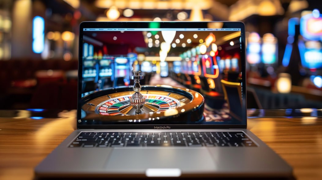 Layar ponsel menampilkan meja blackjack dengan dealer